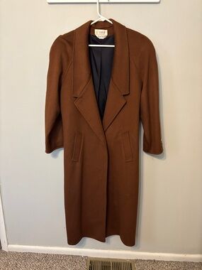 Cassidy Vintage long Sleeve Brown Wool Coat